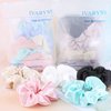 IVARYSS Black Scrunchies for Women, Premium Satin Softer than Silk, Elastic Bands Ponytail Holder Hair Accessories, 12 Pack