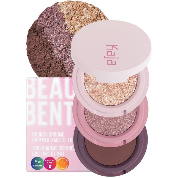 Kaja Eye Bento Collection - Bouncy Eyeshadow Trio | 17 Mauve Bouquet | Mauve Berry Tone | Vegan, Cruelty free