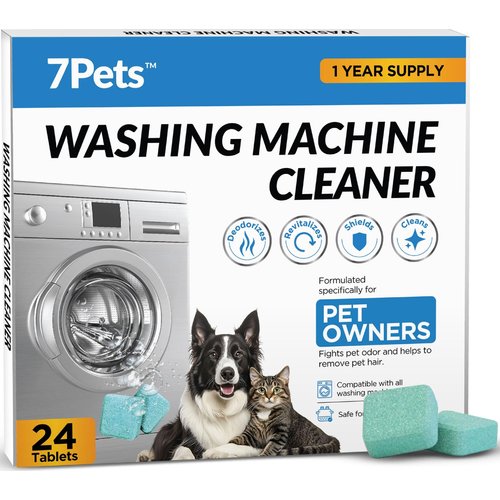 Washing Machine Cleaner Tablets 24 Pack, 1 Year Supply, Formulated for Pet Owners, Deep Cleaning Descaler for HE, Top & Front Load Washers, Septic Safe & Eco-Friendly, Removes Residue, Grime and Odors