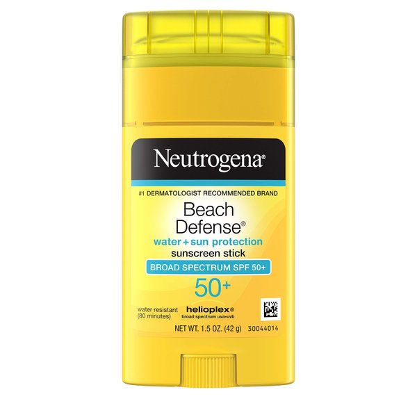 Neutrogena Beach Defense Water-Resistant Body Sunscreen Stick with Broad Spectrum SPF 50+, PABA-Free, and Oxybenzone-Free, Superior Protection Against UVA/UVB Rays, 1.5 oz