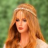 Aukmla Coins Head Chain Gold 1920s Sequin Headpiece Cap Festival Costume Headband Hair Chains for Women and Girls