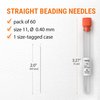 60 Straight Beading Needles with Convenient Storage Tube Size 11-0.4mm (0.015in) Extra Fine Thread Needles - Perfect for Bead and Sequin Embroidery, Jewelry Making, Crafting, and DIY