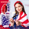 Ronglry 4th of July Headband for Women Patriotic American Flag Headband Red White and Blue Headband Crystal Heart USA Knotted Wide Headbands Independence Day 4th of July Accessories Gifts-Red