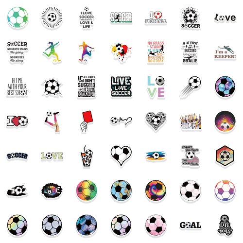 100PCS Soccer Stickers for Scrapbooking, Motivational Vinyl Waterproof Stickers for Water Bottles, Luggage, Teaching Incentives, Soccer Team Gifts for Soccer Lovers,Kids, Teens and Adults Soccer Party Favors, Soccer Decorations (SOCCER)