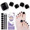 DUKASOU Semi Cured Gel Toe Nail Strips,32 Pcs Toe Nail Stickers Full Nail Wraps(Black),Long Lasting Gel Nail Strips with UV Light,UV Nail Strips Nail Art Stickers Easy to Apply