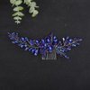 Teyglen Crystal Bridal Wedding Hair Comb Blue Rhinestone Hair Comb Handmade Crystal Hair Piece Hair Accessories for Bride Side Comb Rhinestone Headpiece for Women