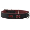 Genuine Black Leather Metal Bone Studs Soft Black Leather Padded Dog Collar 5/8" Wide. Fits 10"-12" Neck.