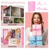 PH PandaHall Doll Closet Furniture Wardrobe Clothing Organizer Open Wardrobe with 40PCS Doll Clothes Hangers 4 Styles Pink Miniature Hangers Dollhouse Furniture Clothing Organizer for Doll