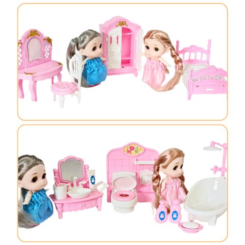40 Pcs Dollhouse Furniture Accessories Set Miniature Mini Furniture Small Doll House Dolls People Playhouse Family Toys Gift 1:12 Kitchen Bedroom LivingRoom Bathroom Boy Girl Toddler Kid 3Y+