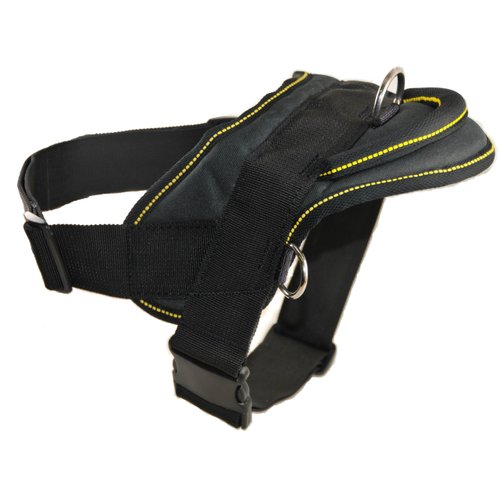 Dean and Tyler DT Dog Harness, Black With Yellow Trim, Small - Fits Girth Size: 22-Inch to 27-Inch