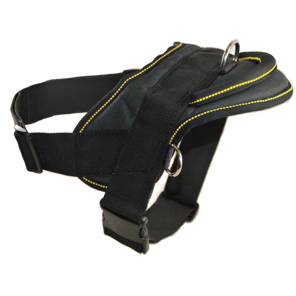 Dean and Tyler DT Dog Harness, Black With Yellow Trim, Small - Fits Girth Size: 22-Inch to 27-Inch