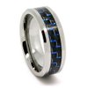 8mm Tungsten Carbide Black and Blue Carbon Fiber Men's Wedding Band Size (10.5)