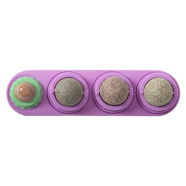 Naiadiy Catnip Toys, 3+1 Pack, Extra Cat Energy Balls, Multiple Natural Beneficial Cat Plant Materials Available, Edible Cat Licking Toys, Kitten Chew Toys, Teeth-Cleaning Wall Snacks (Purple)