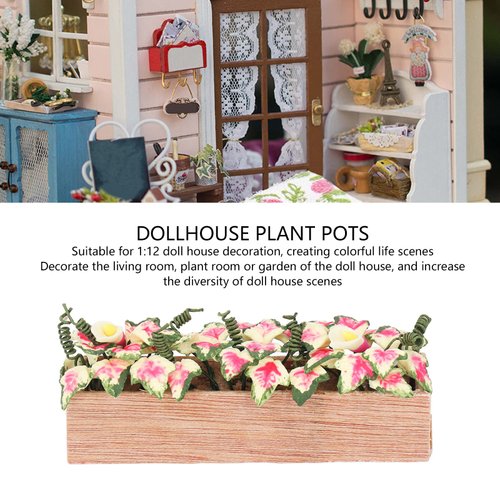 VBESTLIFE Dollhouse Rectangle Flower Pot,1/12 Scale Miniature Rectanglar Planter Box Decor for Doll House Ornament Dollhouse Accessories