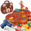 Magic Montessori Play Toolbox, Magic Montessori Play Toolbox Bear with Drill, 204 Pcs Creative Mosaic Puzzle Toy with Electric Drill Screw Tool Set for Kids（ Brown）