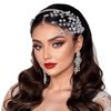 LOVFOIVER Rhinestone Wedding Headband Pearl Bridal Headpiece Crystal Leaves Hair Accessories for Brides and Bridesmaid