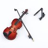 Dselvgvu Wooden Miniature Violin with Stand,Bow and Case Mini Musical Instrument Miniature Dollhouse Model Ornament Home Decoration (5.63"x2.05"x0.75")