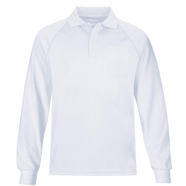 MOHEEN Men's Long/Short Sleeve Moisture Wicking Performance Solid Golf Polo Shirt with Pocket (White, 3XL)