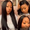 Nadula Yaki Straight Bye Bye Knots Glueless Wig Kinky Edge Hairline 7x5 Pre Cut Lace Front Wigs Human Hair Pre Plucked Pre Bleached 3S Ready to Go Pre Everything Glueless Wig 150% Density 14inch