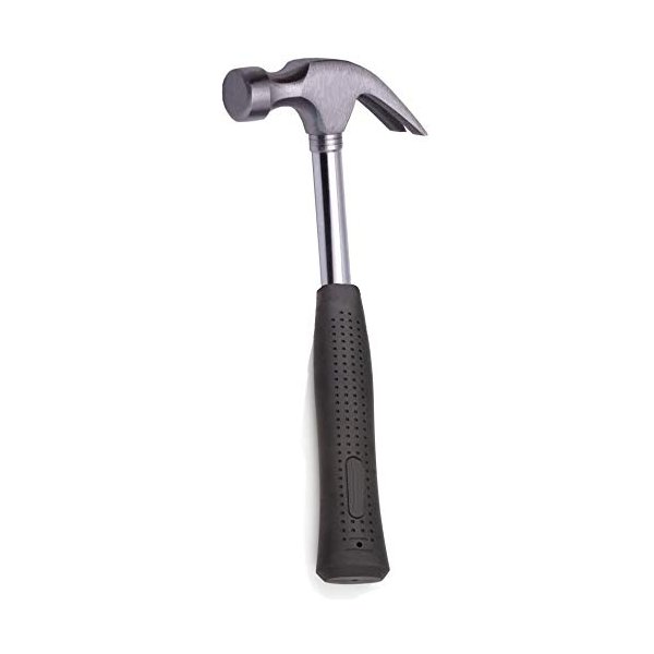 Edward Tools Harden 8 oz Claw Hammer - Solid Tubular Steel Handle - Forged Fine Grain Steel Head - Non slip rubber grip handle