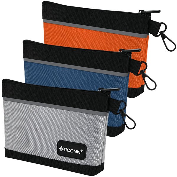 TICONN Tool Pouches with Zipper, 1680D Oxford Small Tool Bags, Utility Bag Zipper Pouch for Tool Organizers and Storage (3 Pack Combo)