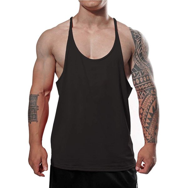 JEEING GEAR Men's Stringer Bodybuilding Workout Gym Tank Tops Y Back Cotton Color Black Size S