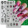 8 Sheets Halloween Ghost Nail Art Stickers Self-Adhesive Halloween Nail Decals Scary Spider Bat Heart Spider Web Nail Stickers for Nail Art Bat Moon Halloween Nail Decorations for Women Manicure Art
