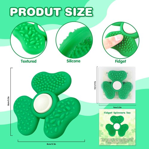 Textured Fidget Toys for Kids Adults, Silicone Hand Fidget Spinners Toys Anxiety Relief for ADHD Christmas Birthday Gifts, Quiet Fidget Worry Spinners Classroom Prizes for Boy Girl Travel Sensory Toy