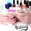 Mini UV LED Nail Lamp for Gel Nails with 9 LED and Nail Cuticle Pusher Portable Gel LED UV Nail Lamp Stainless Steel Manicure Tool with 2 Pieces Nail Files for Girl Woman Home (Silver)