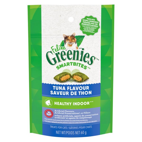 Greenies SMARTBITES HEALTHY INDOOR Natural Treats for Cats, Tuna Flavor, 2.1 oz. Pouch