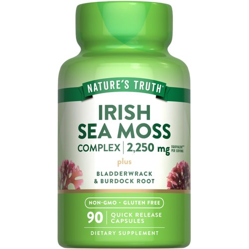 Nature's Truth Irish Sea Moss Capsules | 2,250mg | 90 Count | Complex Formula with Bladderwrack & Burdock Root | Non-GMO & Gluten Free Supplement
