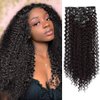 UAmy hair Kinky Curly Clip in Hair Extensions for Women 18 Inches 7Pcs Set Double Weft Synthetic 3B-3C Natural Black Curly Wave Hair Clips in Hairpieces (2# Natural Black)