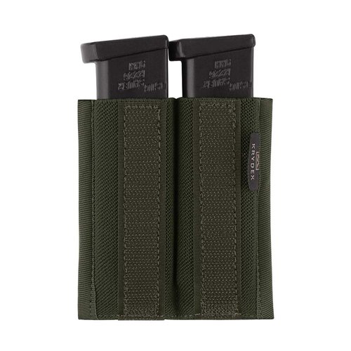 KRYDEX Double 9mm Magazine Holder Elastic Mag Holder with Hook Fasteners for MK3 and MK4 Chest Rig (Ranger Green)