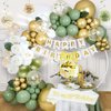 GYESXYW Sage Green 18th Birthday Decorations for Girls, Olive Green and Gold 18th Birthday Decorations Set, Happy Birthday Banner, Crown, Birthday Sash, Confetti Balloons for Girls Party Supplies
