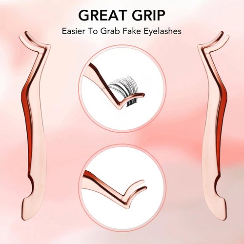Eyelash Applicator Tool DIY Cluster Lash Tweezers Curved Eyelash Tweezers for Easy Lash Application and Removal, DIY Lash Applicator Tweezer Eyelash Clamper For Strip Lashes Clusters Lash