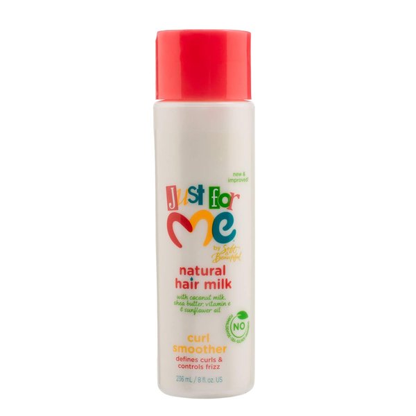 Just For Me Natural Hair Milk Curl Smoother - Defines Curls & Controls Frizz, Contains Coconut Milk, Shea Butter, Vitamin E, Sunflower Oil, Lightweight Moisture, 8 oz