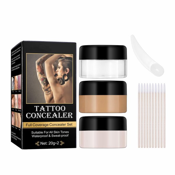 Tattoo Cover Up, Invisible Waterproof Concealer,Long Lasting Professional Skin Makeup Concealer Kit for Body Leg Tattoo,Gift for Men and Women,2 Colors
