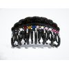 Black curved hair claw clip with multi-color crystals and double grip