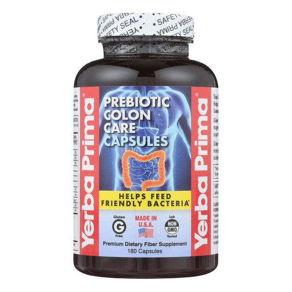Yerba Prima Prebiotic Colon Care Capsules, Non-GMO, Keto Friendly, 180 Caps, (2 Pack)