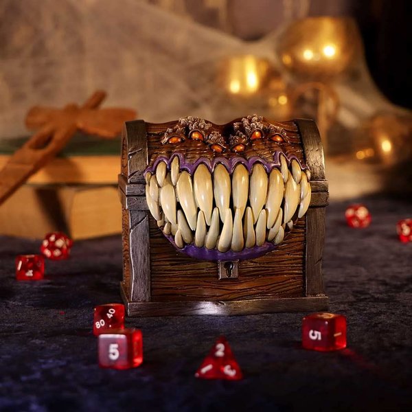 Nemesis Now 11.3cm Officially Licensed Dungeons & Dragons Mimic Dice Storage Box, Brown