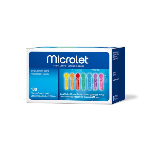 Ascensia MICROLET Lancets for Glucose Blood Testing, Multi-Colored, 100 Count