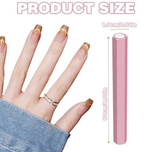 Cat Eye Magnet for Nails, Nail Magnet Cat Eye Gel Nail Polish Magnet Nail Magnets for Nail Art, Double-Ended Strong Magnetic Nails Polish Wand Nail Art Magnet for Nail Art Lovers DIY Manicure (Pink)