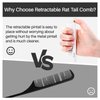 RHOS Retractable Rat Tail Comb for Parting,Protable Fine Tooth Teasing Comb for Styling,Hair Cutting,Braiding-Carbon Parting Combs for Braiding Hair,Stainless Steel Pin Tail Teasing Comb(White)
