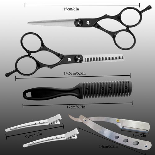 Hair Cutting Scissors Thinning Shears Set, Fcysy Professional Hair Scissors Texturizing Shears Kit, Tijeras para Cortar Cabello Hair Trimming Scissors Barber Shears 11 Pcs Hair Kit for Hair Stylist