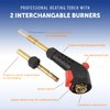 Flame King Propane Gas Blow Torch with Push Button Igniter & 2 Interchangeable Heads great for Soldering, Searing, Brazing, Welding