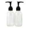 Cornucopia 4oz Clear Glass Pump Bottles (4 Pack); Refillable Glass Containers w/Black Plastic Soap/Lotion Pump Dispensers