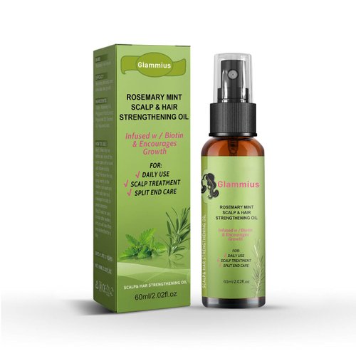 Glammius Rosemary Hair Oil with Biotin for Hair Growth 2.02 fl oz (60ml), Pure and Natural for both Men and Women