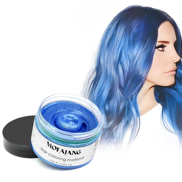 Blue Temporary Hair Color Wax, SOVONCARE Hair Dye Wax 4.23 oz Pomades Natural Hairstyle Cream for Men & Women Party Cosplay Halloween Date (Blue)