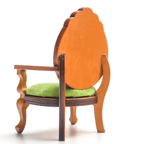 2 Pieces Miniature Armchairs Wooden Carved Single Sofa Chairs 1:12 Miniature Furniture for Min Accessories Furniture Decoration Birthday