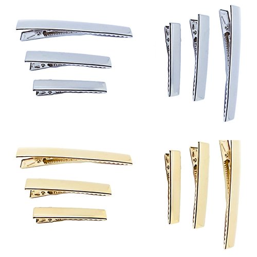 MAHAVIMOKSA 1 Box 60pcs Mixed 3 Sizes Flat Single Prong Alligator Hair Clips 32/42/56mm for DIY Craft (KC Gold)